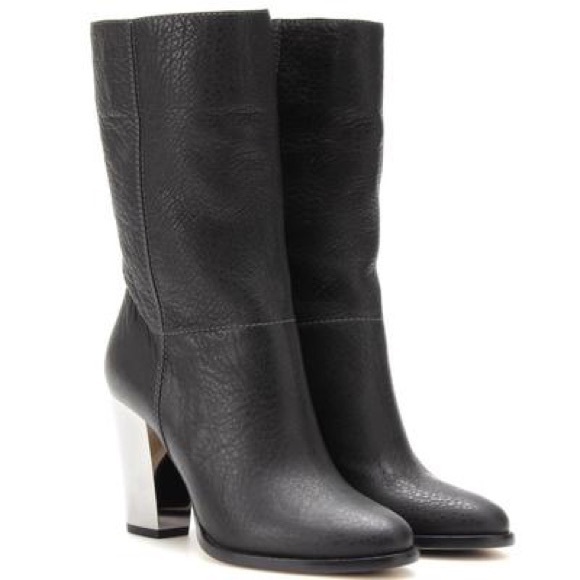 Jimmy Choo Shoes - Jimmy Choo Dark Gray Music Pebbled Leather Bootie